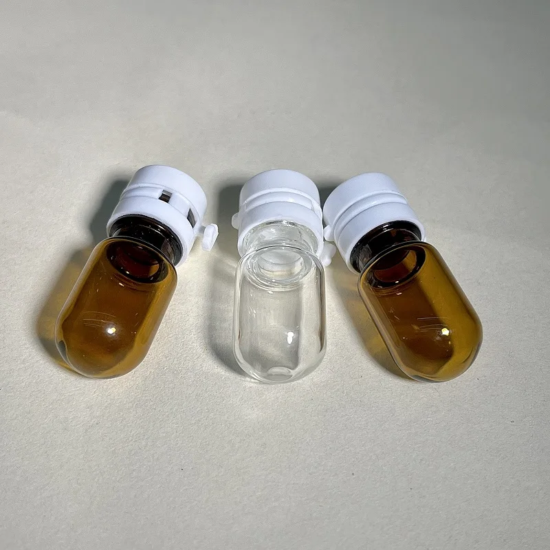 Portable Mini 1.5ml 2ml 3ml 5ml Tamper Proof Amber Glass Vials High Borosilicate Glass Ampoule Bottle