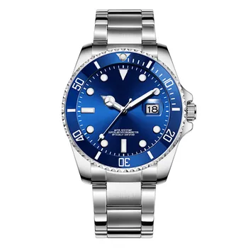 Luminous sapphire glass rotating bezel date waterproof stainless steel watch customized logo mechanical mens automatic watch