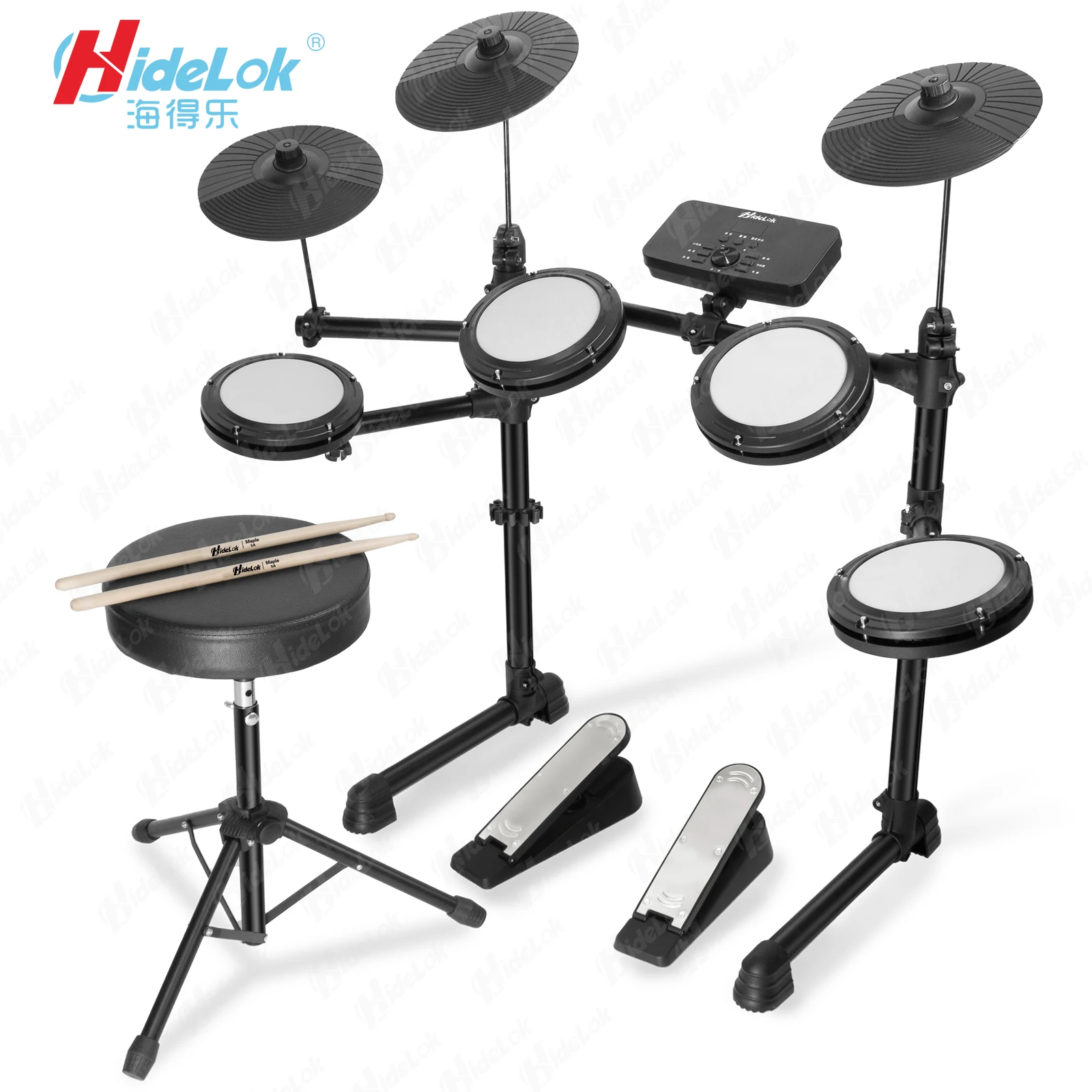 Electric Drum Set with Quiet Mesh Pads, 10 Inch Dual Zone Snare, Bluetooth, 440+ Authentic Sounds, Drumeo, USB MIDI, Kick Pedal
