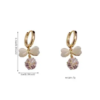 Wholesale Luxury Trendy Designer Earrings Zircon Clover Dangle Drop Gold Plated Brass with Pearl Party Gift Jewelry for Women