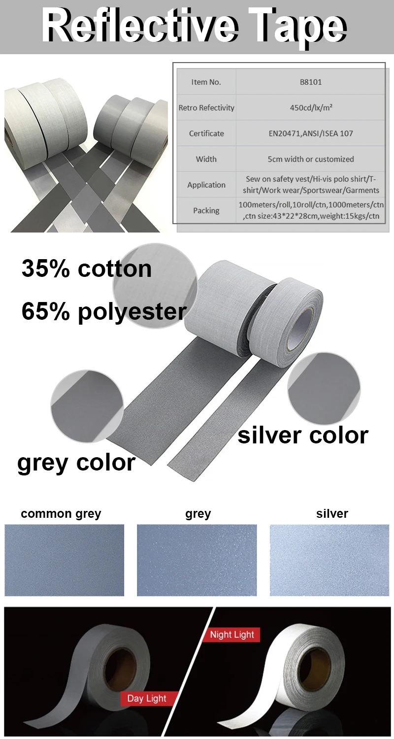 Cinta Reflectante Gris - Material Reflectivo De Alto Rendimiento