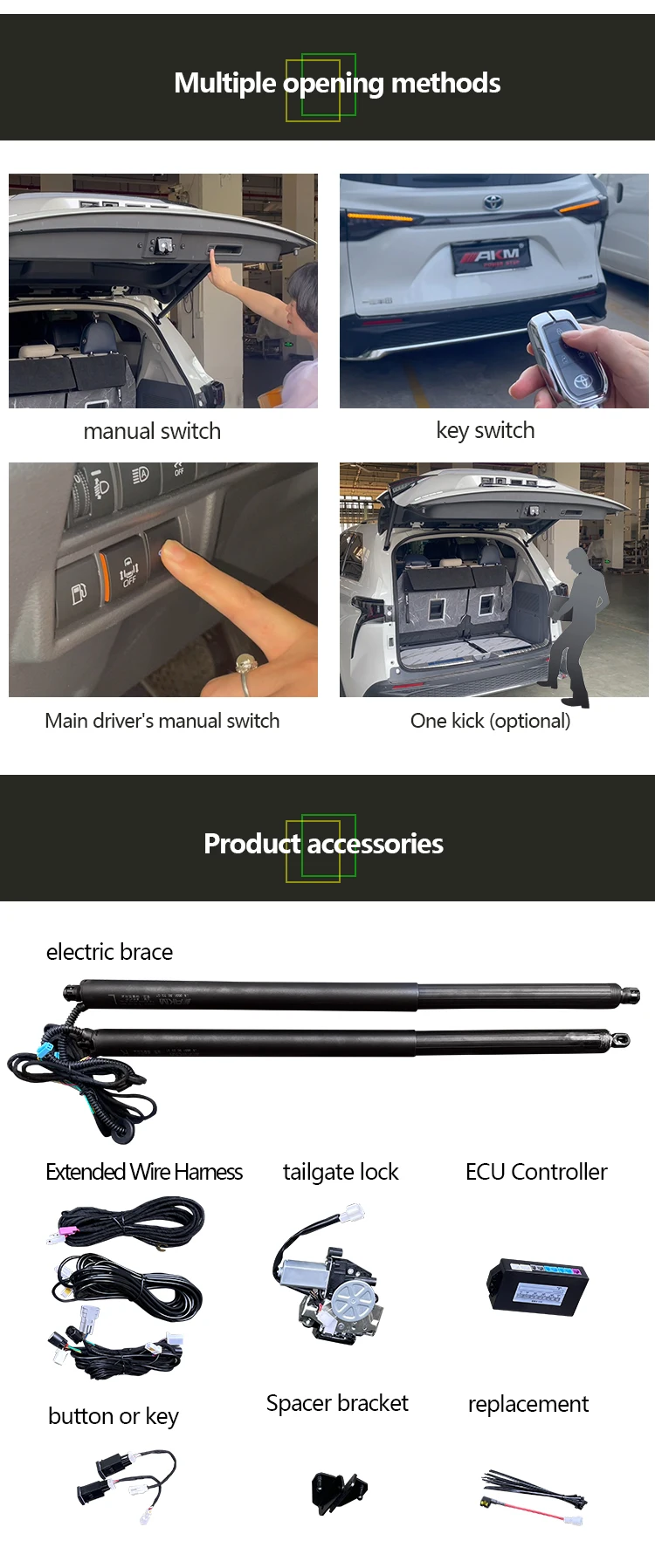 Power Tailgate Lift Trunk Modification Control Remote Control Tailgate Lift for Toyota Granvia Automatic Power Liftgate details