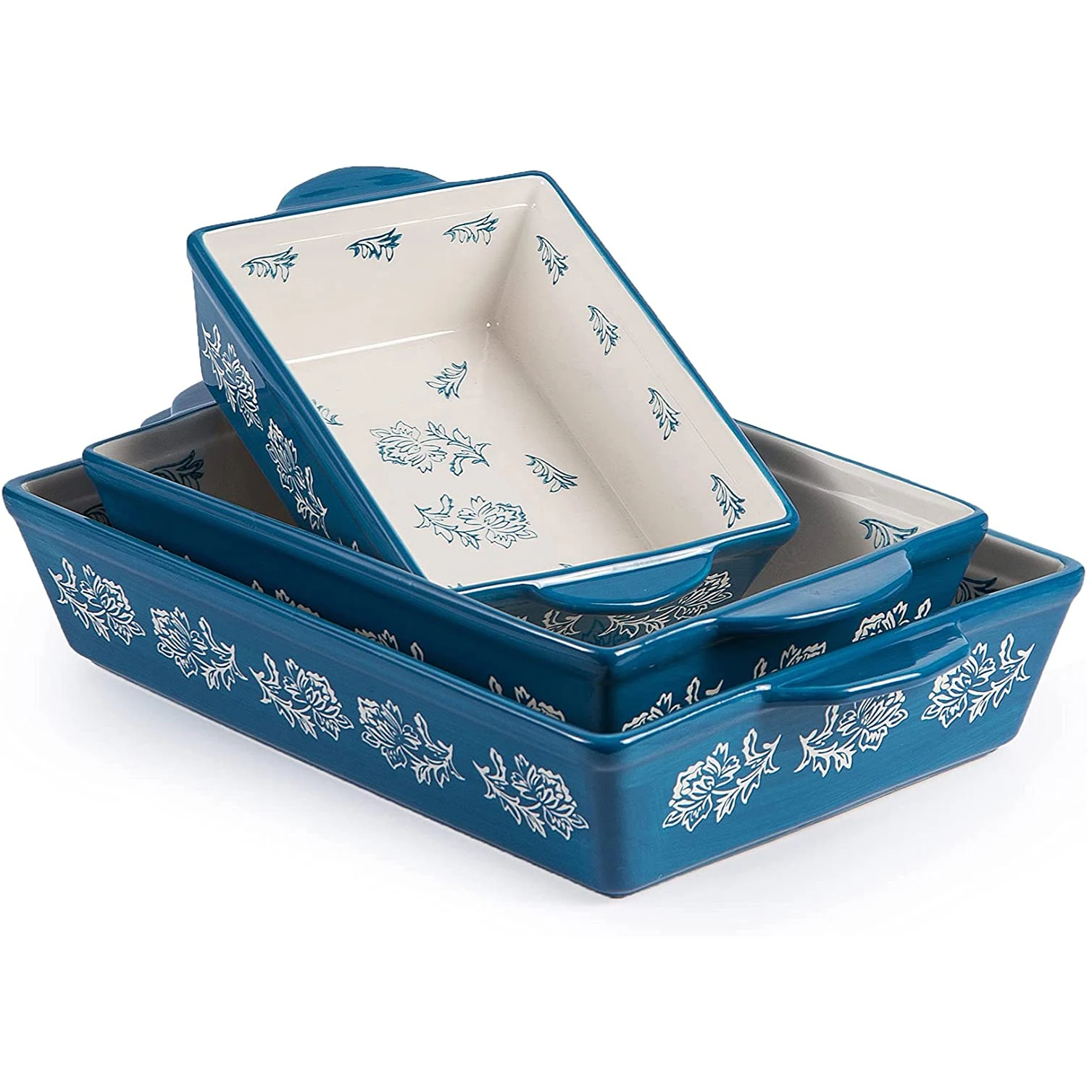 Baking Dish Ceramic Lasagna Pan Casserole Dish 3 Pieces Bakeware Sets Baking Dishes Baking Set supplier