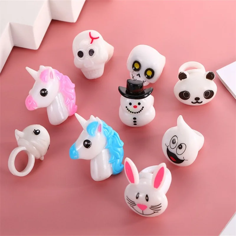 Different Shapes Soft Silicone Ring Flash Fluorescent Lamp LED Finger Jelly Rings Children Toys