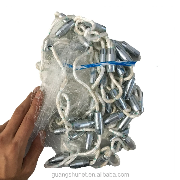 Cast Net With Long Braided Poly Hand Line Perfect for Salt Water Usage Outdoor Fishing Nets