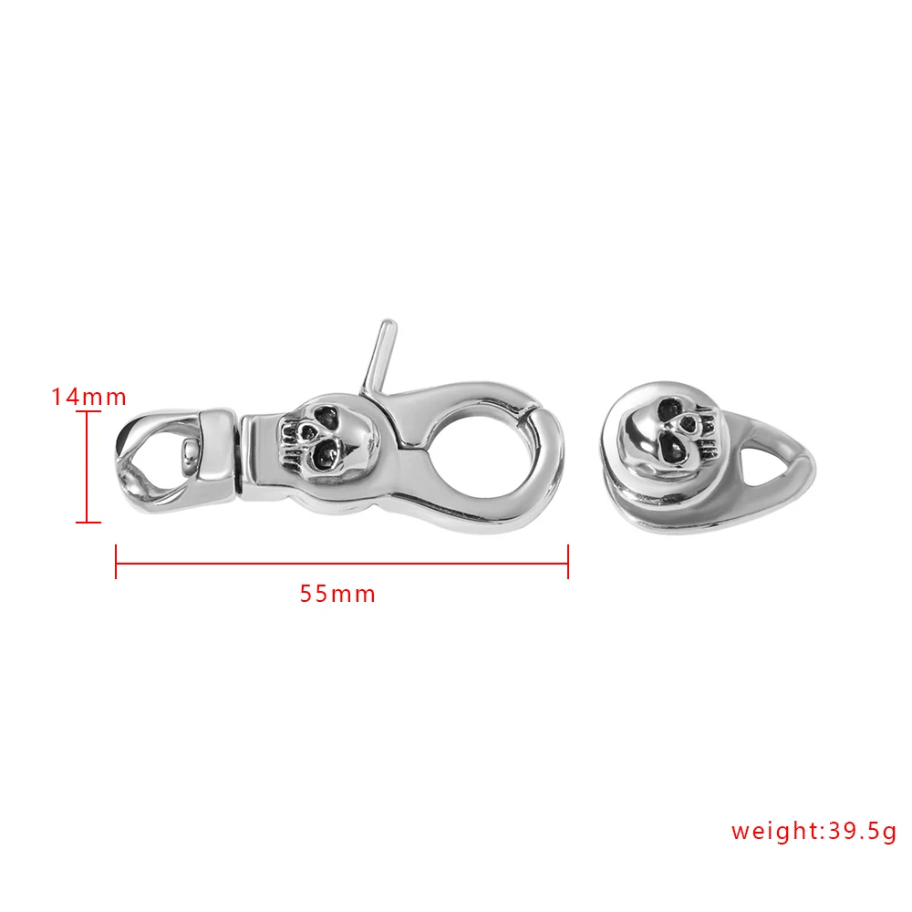 Stainless Steel Casting with Hook Clasp Spring Keychain Personalized Skull Jewelry Accessories