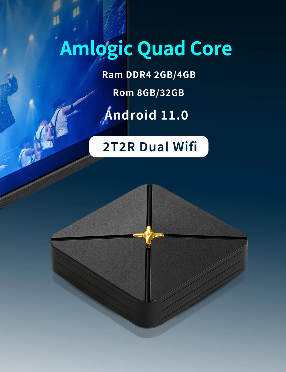 HLQ-Y3A X4 2024 Custom Logo Smart TV Box Android 13 Quad Core Set-Top Box with 2GB RAM and 8GB ROM WiFi AMLogic Processor