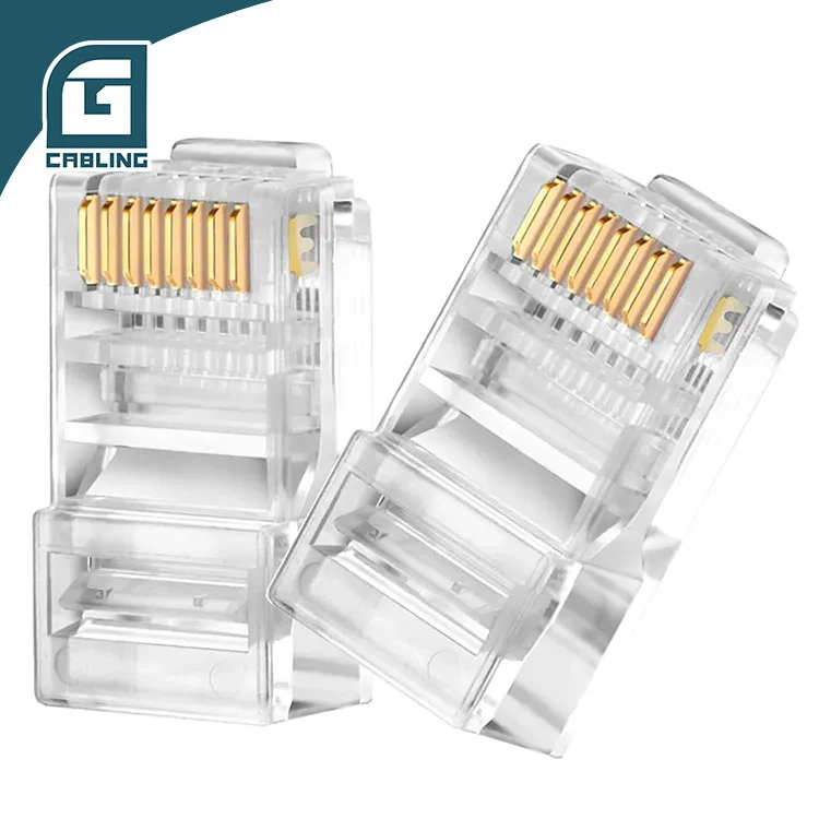 Gcabling Ethernet RJ45 Conector Cat5e Cat6 Pass Through 8P8C Modular Plug UTP Insert Cat 6 RJ45 Connector