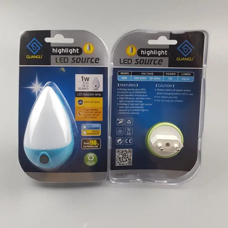 A68 Water Drop Led Light Sensor Night Light Plug in Bedside Lamp Led Lamp Night Light for Home