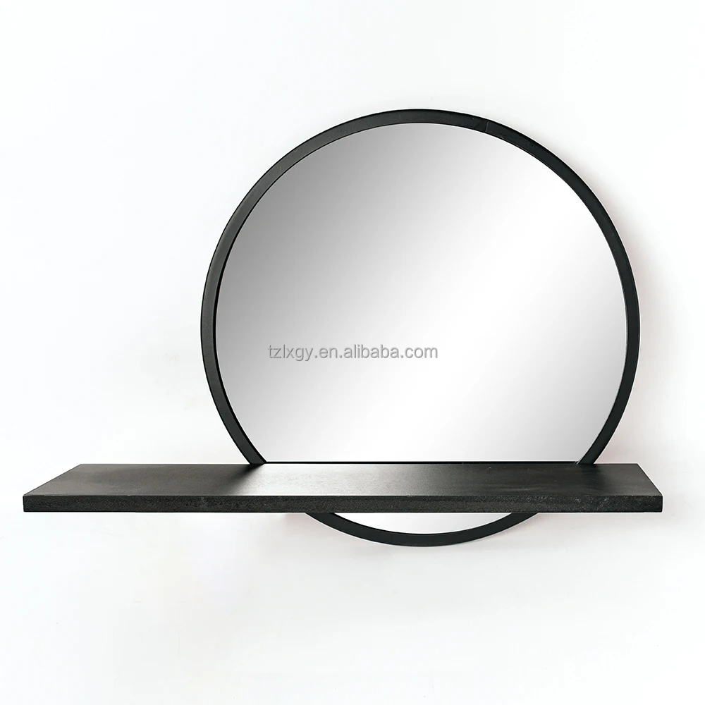 Wholesale Morden Black Decorative Metal Round Wall Mirror With Shelf Buy Wall Mirror With