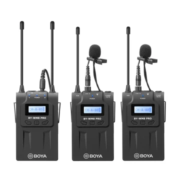 BOYA BY-WM8 Pro-K2 UHF Dual-Channel Lavalier Wireless Microphone System With One Receiver Two Transmitter