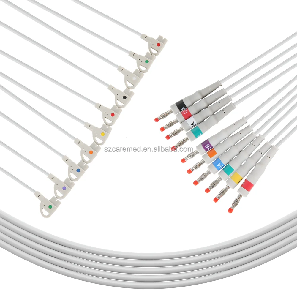 Medical Cable Accessory GE Marquette Compatible EKG Cable with Leadwire 10 Leads EKG ECG- 900177-203 Banana AHA Standard