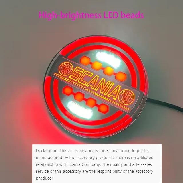 New Style 4 Inch 24V LED Round Trailer Tail Lights Flowing Lights Rear Lamps for VOLVO Trucks 7