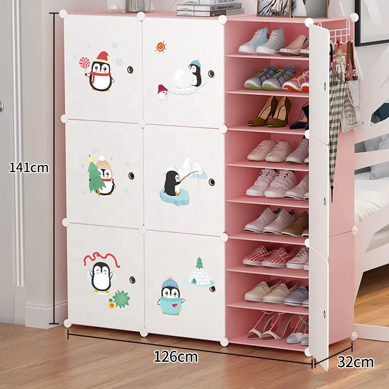 Hot Selling Column Shoe Storage Cabinet Pink White