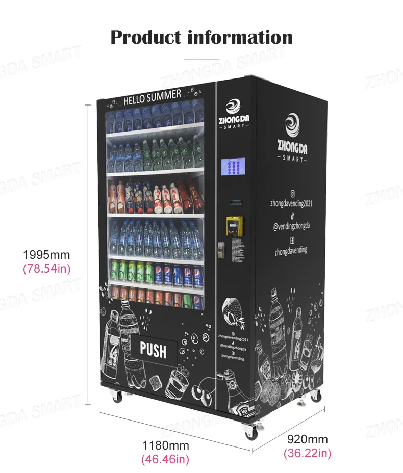 Backloader Vending Machine Vending Machine for Foods and Drinks with Lift and Age ID