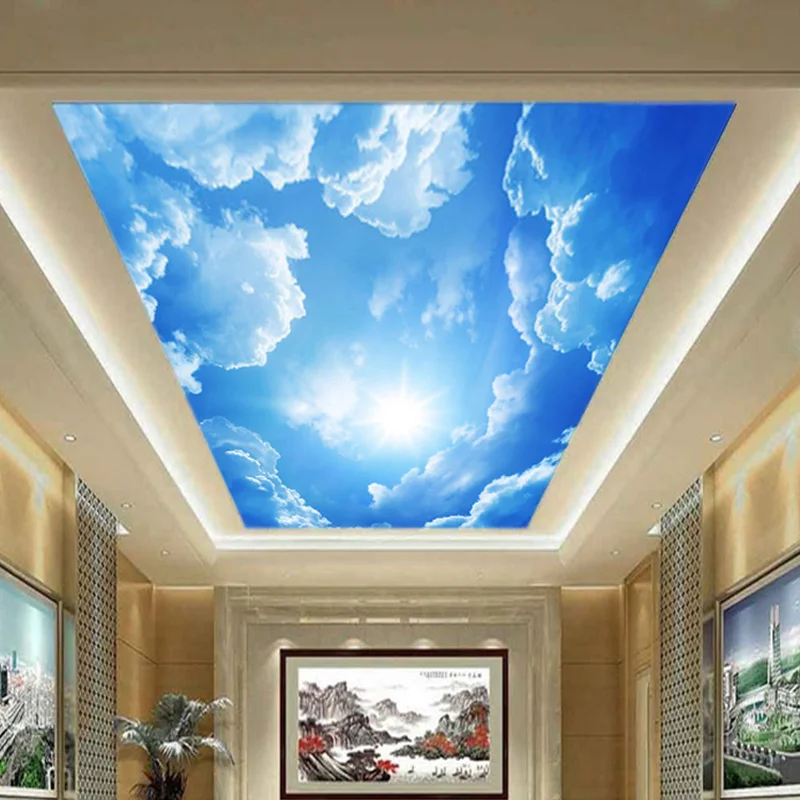 Custom 3d Photo Wallpaper Blue Sky And White Clouds Wall Paper Interior  Ceiling Top Lobby Living Room Mural Wallpaper Decor - Buy Wallpaper In  Uae,Home Wallpaper 3d,Wallpaper 3d Bricks Product on 