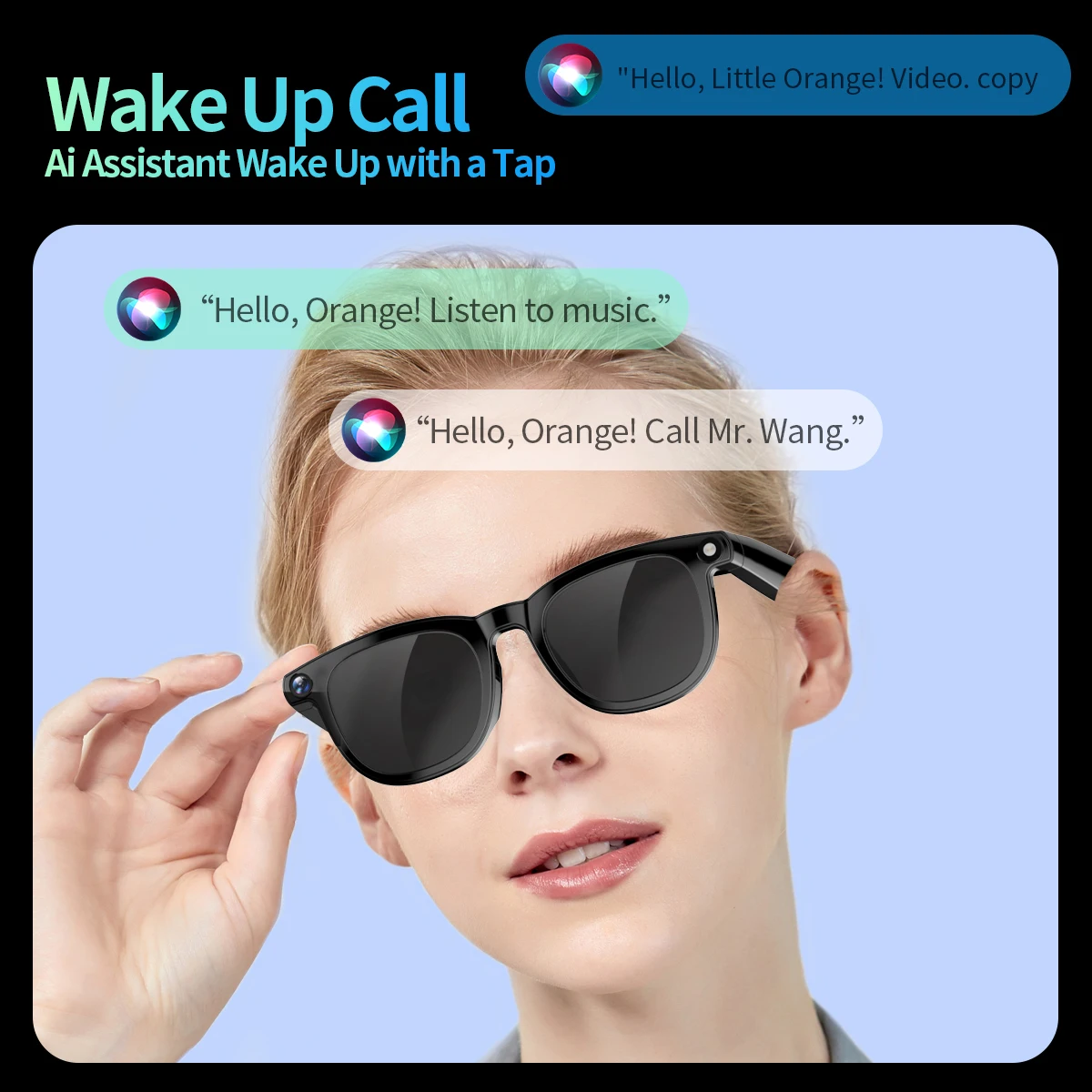 CY01-White IA Smart Glasses with Translator 800w 1080p Video Music Call Removable Polarized Lens IPX-5 Waterproof 280mAh Battery