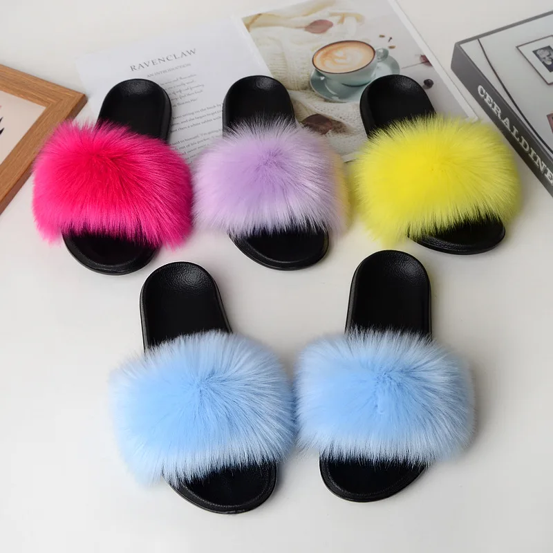 2022 Summer Fashion Faux Fur House Outdoor Women Sliders Slippers - Buy ...