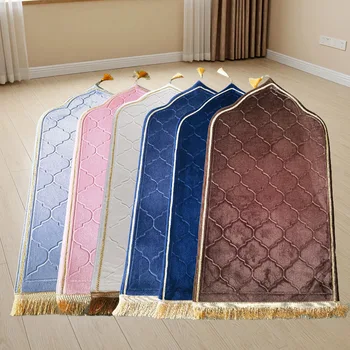 Nicro Creative Extra-Thick Muslim Flannel Tassel Carpet Custom Color Luxury Ramadam Praying Rug Eid Decoration Muslim Prayer Mat