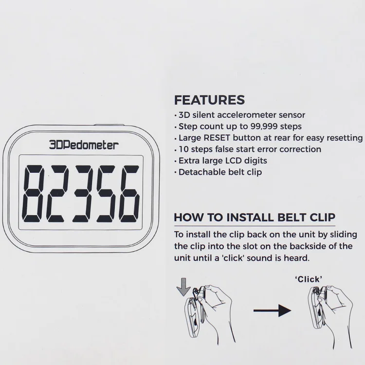 Gift sports health Multi-function 3D Digital Display Sensor Walking Running Step Distance Counter Tracking Pedometer with Clip
