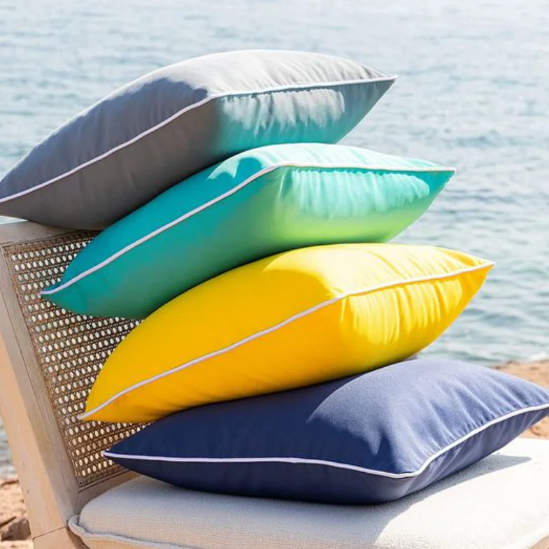 Custom Antiuv Outdoor Waterproof Solid Cushion Cover With Piping Patio