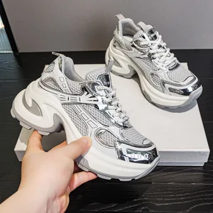 High Quality Thick Soled 7CM Women's Shoes, 2026 Spring New Mesh Breathable Casual Fashion Sports Shoes