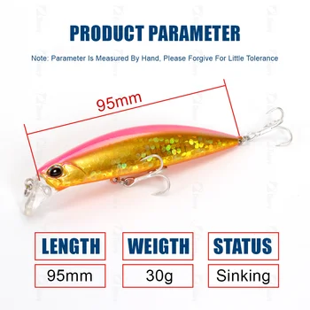 Sinking Lure Saltwater Fishing 95mm 30g Plastic Bait Long Casting Rolling Action Fishing Minnow Baits – Minnow – view 4