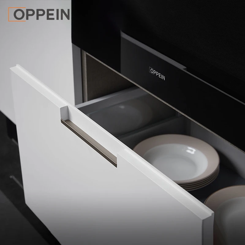 OPPEIN Custom Full Luxury Lacquer Double Sink Island Cabinets Kitchen Furniture Design Kitchen Cabinet Modern/kitchen Cabinet