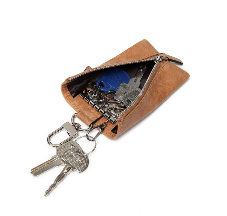 Дамы автомобильный брелок для ключей с smart сумка для хранения butler застежка-молния кожаный кошелек для ключей