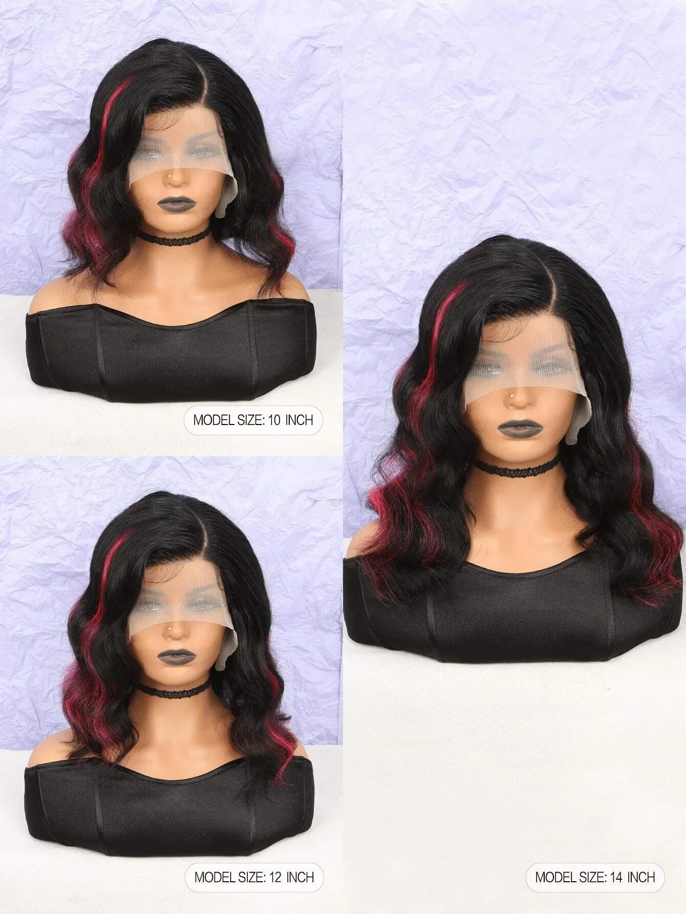 250 gemischte rosa Farbe Körperwelle Echthaar Perücken 13x1 5x1 T Teil Spitze Perücke transparent Spitze vorne brasilianisches Remy Haar_voghion.com