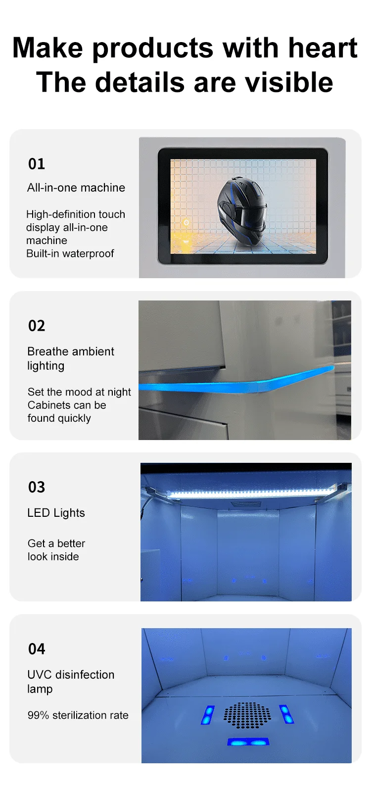 product smart public utility locker electronic lock recyclable portable design uv sanitization technology tempered glass knock down-7