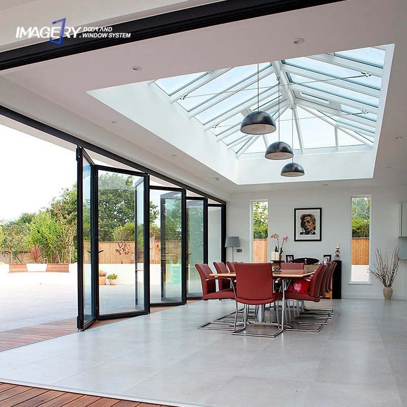 Modern Design Aluminum Folding Doors with Tempered Glass Finished Surface Foldable Windows Screen Alloy Material