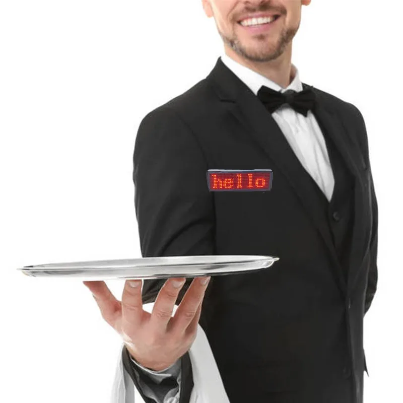 Recharge Programmable Small Led Display Screen Business Badges Led Name Tag