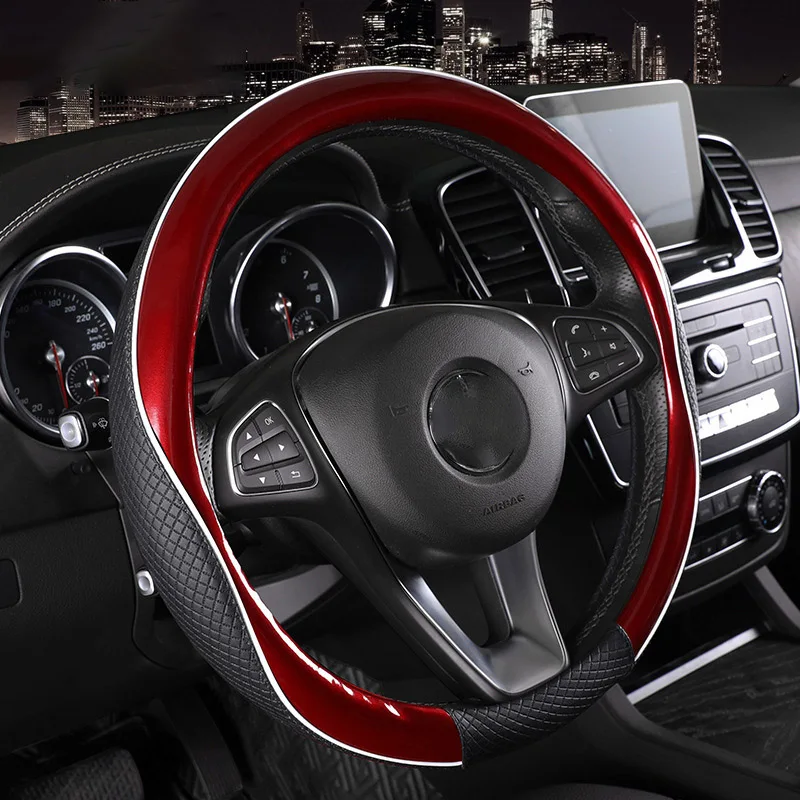 Imitation Leather Steering Wheel Cover 38cm Car Steering Wheel Cover