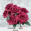 9 head diamond rose dark red