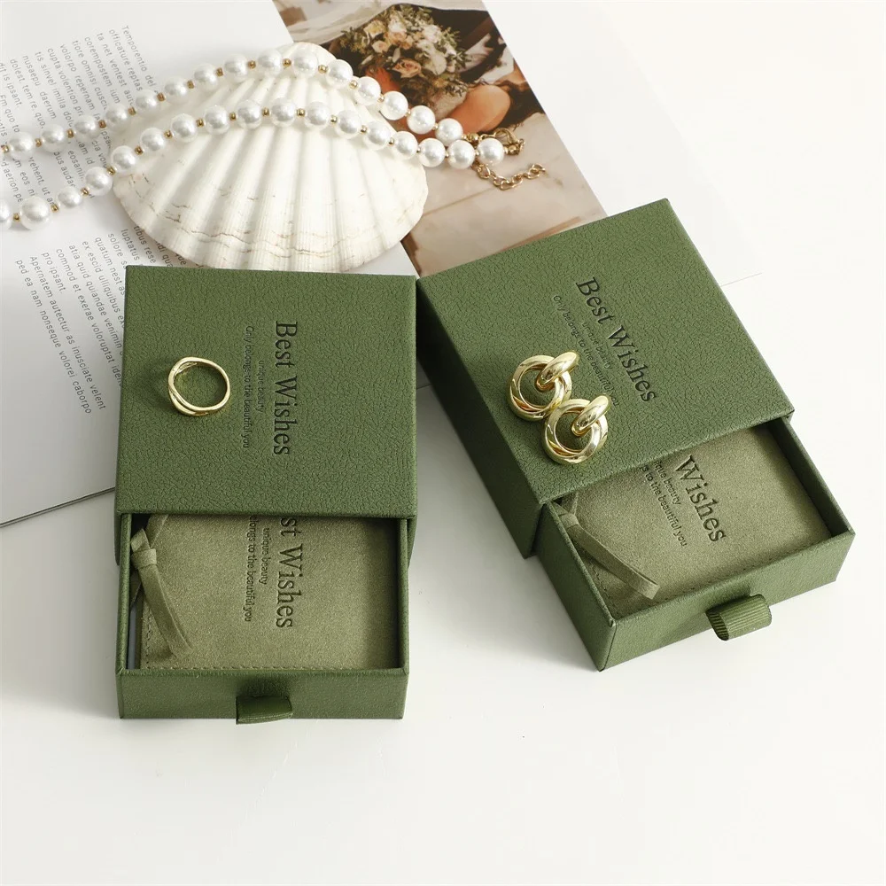 9*9 Box with Pouch Necklace Packaging Jewelry Box Microfiber Jewelry Bag  Pouch Drawer Necklace Earring Box Cajas Para Joyera
