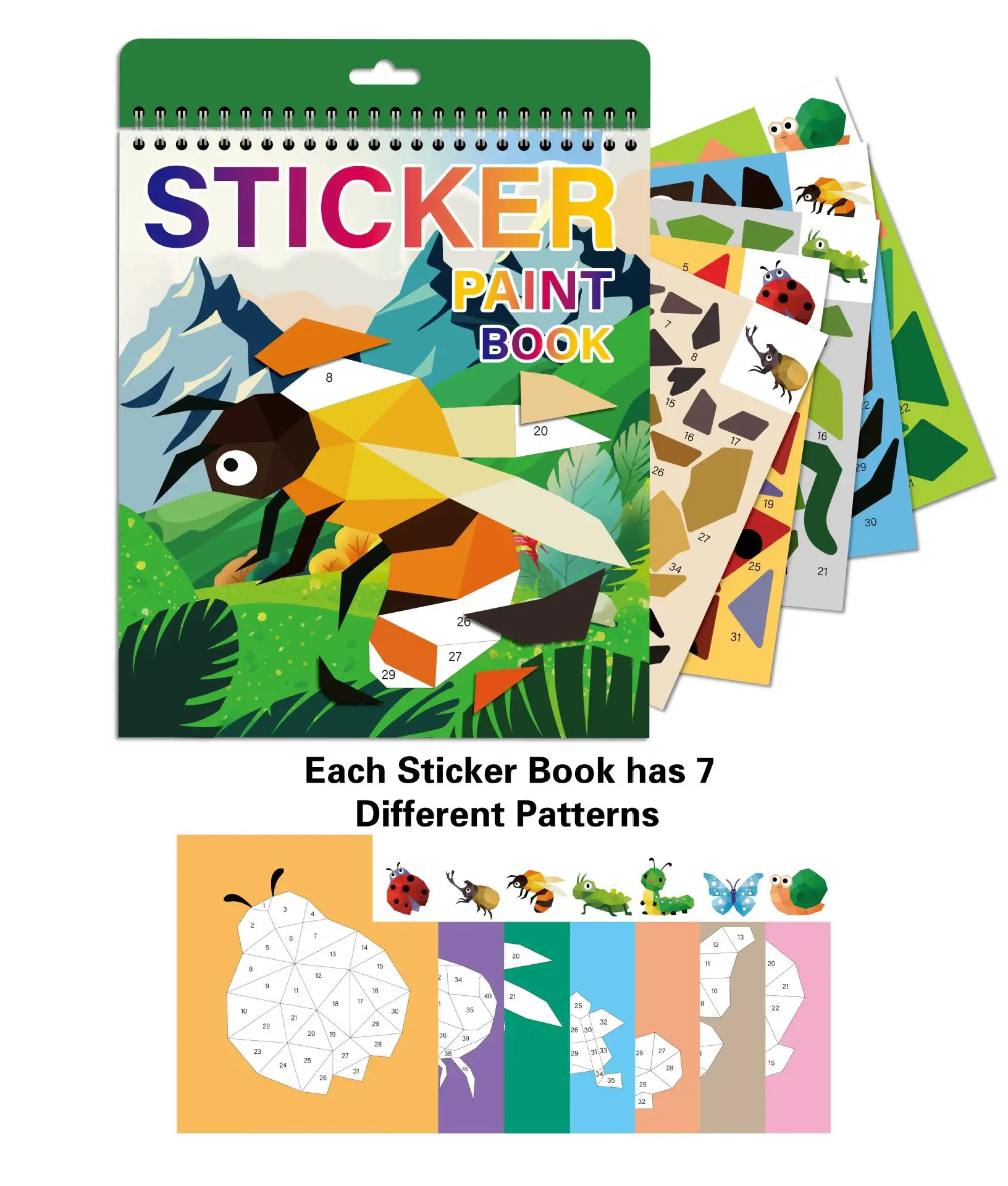 product custom digital printing childrens diy paint gift travel toy mosaic collage cartoon hardcover focus coil sticker book by number-4