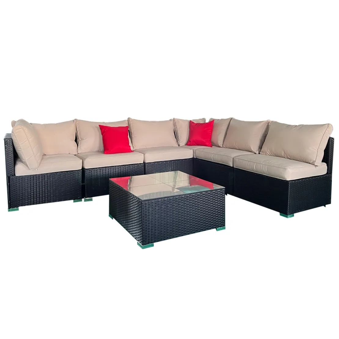 Modern PE Rattan Outdoor Sectional Sofa Set Metal Material with Aluminum Frame Waterproof Cushions for Garden Patio or Villa details