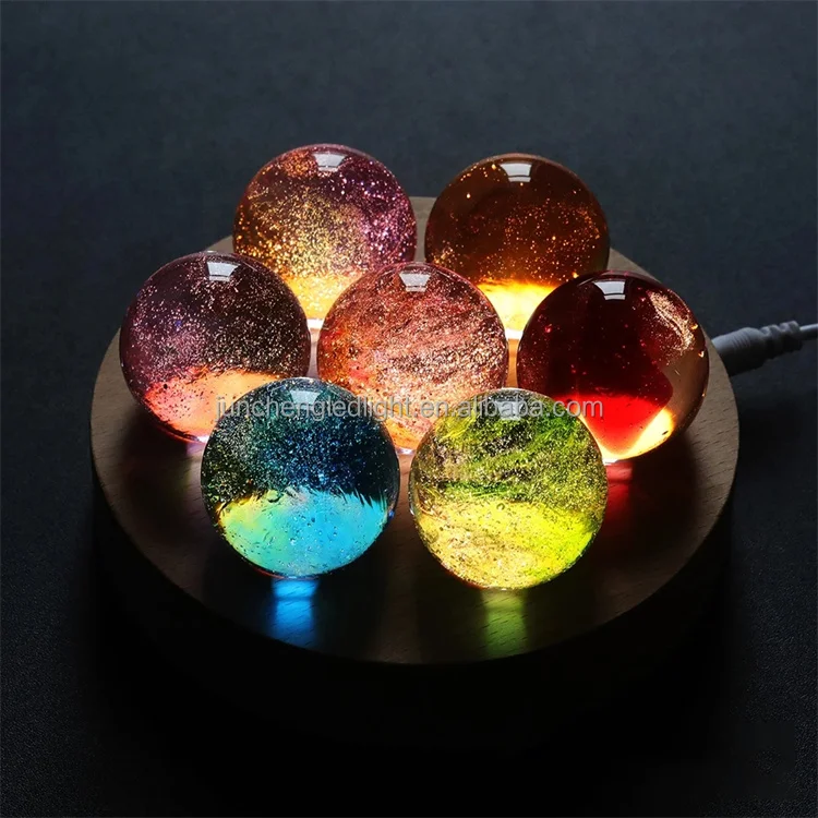 led night light 3d crystal ball colorful glass beads