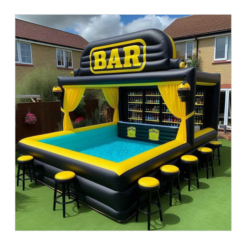 New Design Customized Outdoor Swimming Pool Inflatable Water bar Tent Party Pub Tent for Backyard Inflatable Pool bar Tent