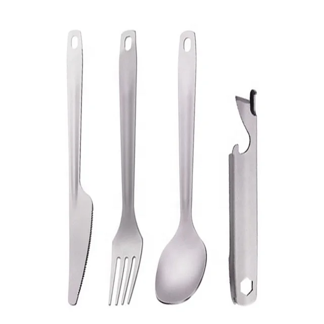 Travel Metal Spoon Spork Knife Fork Titanium Tableware Camping Cutlery