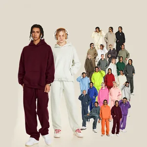 Roregal Men's 2026 Fall Solid Color Oversized 345g Heavyweight Solid Color Fleece-Lined Hooded Sweatshirt With Pocket