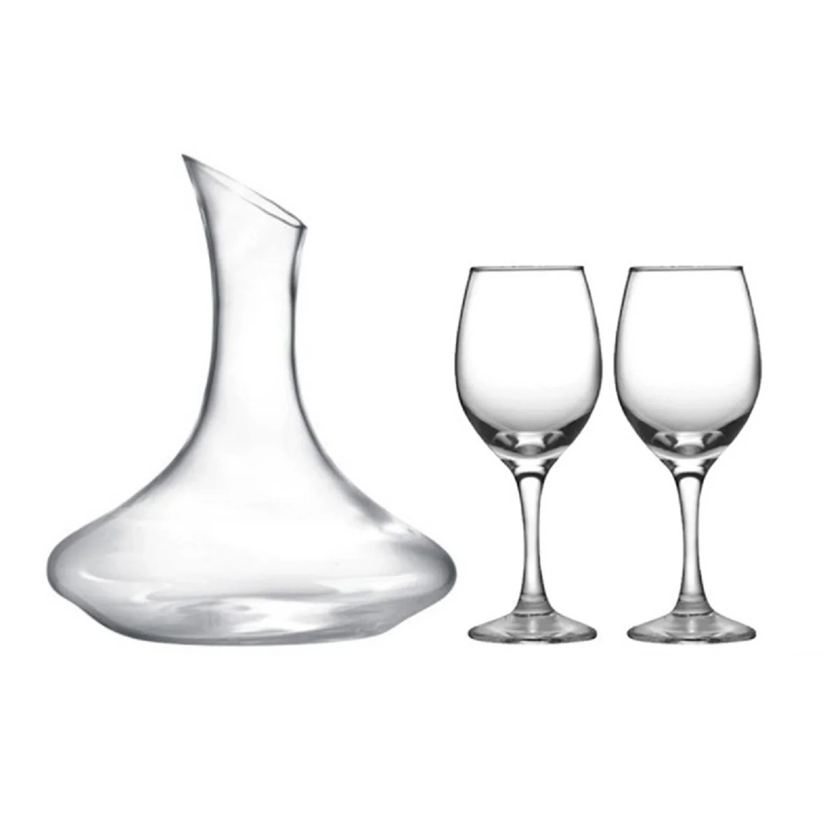 Clear Transparent Modern 320ml Glass Goblet and 1500ml Glass Wine  Decanter Bottle Set
