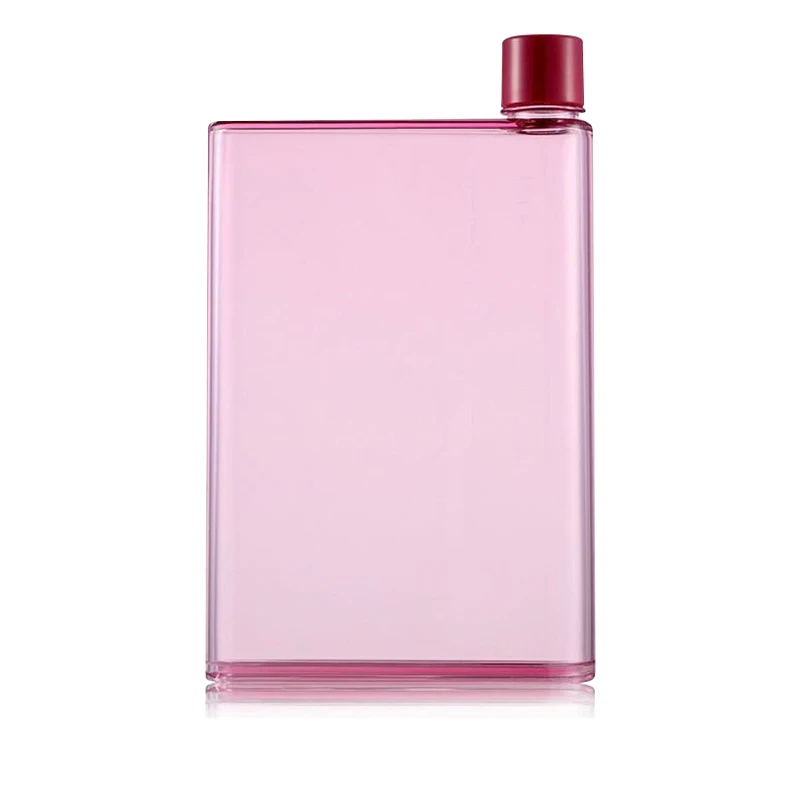 A5 Flat Square Water Bottle 420ml Plastic Notebook Shape Water Bottles