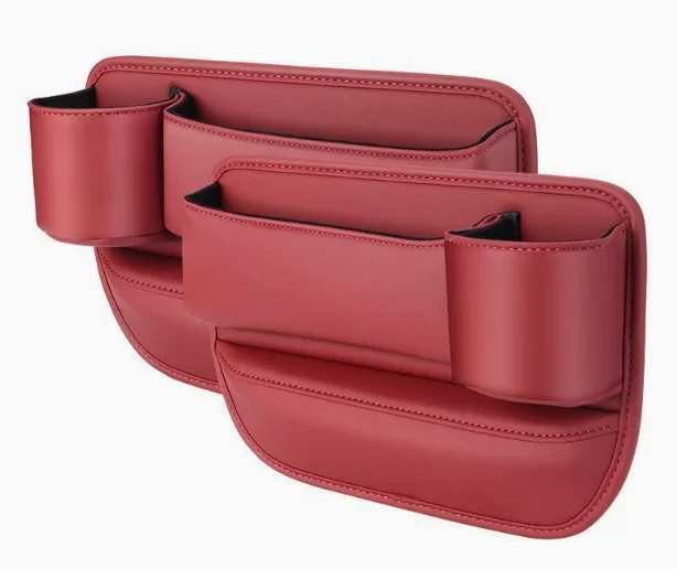 Multi-Function Leather Storage Bag Car Seat Interior Accessories with Stitched Leather for Organization