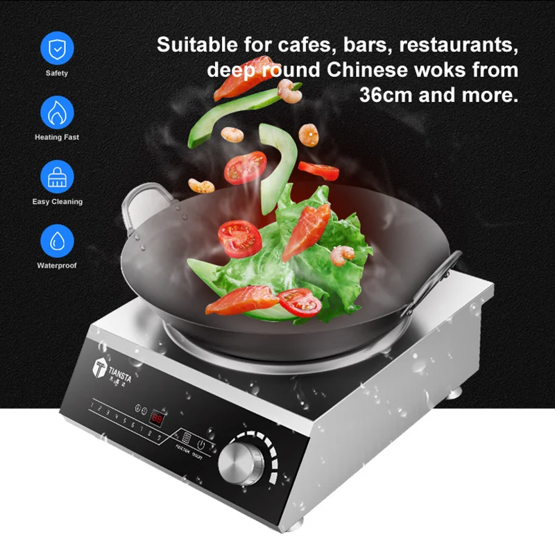 Custom 3.5KW Touch Knob Concave Induction Cooktop Induction Stove Wok