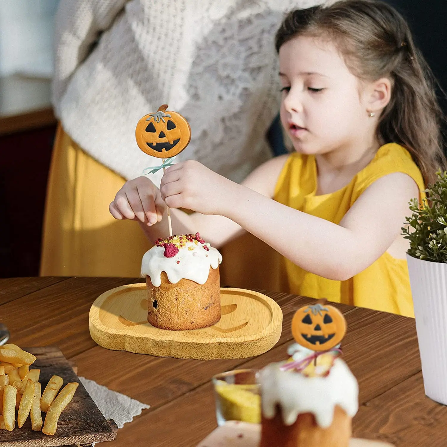 product pumpkin wooden charcuterie board bamboo cheese platter and serving tray plate for party-5