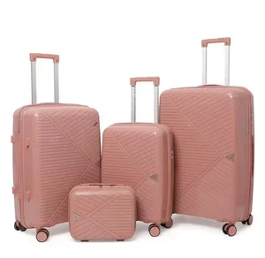 Luxury 4-Piece Travel Luggage Set Modern New Model Light Weight Spinner Caster Ready Bag Polypropylene Material Zipper Polyester