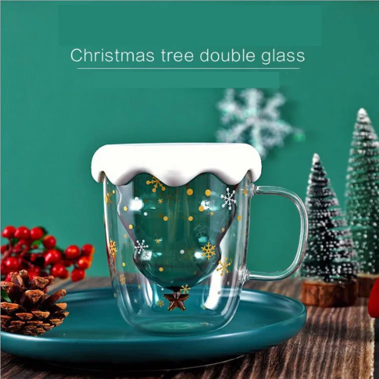 Double Glass Christmas Wishing Cup Cold Resistant Heat Resisting
