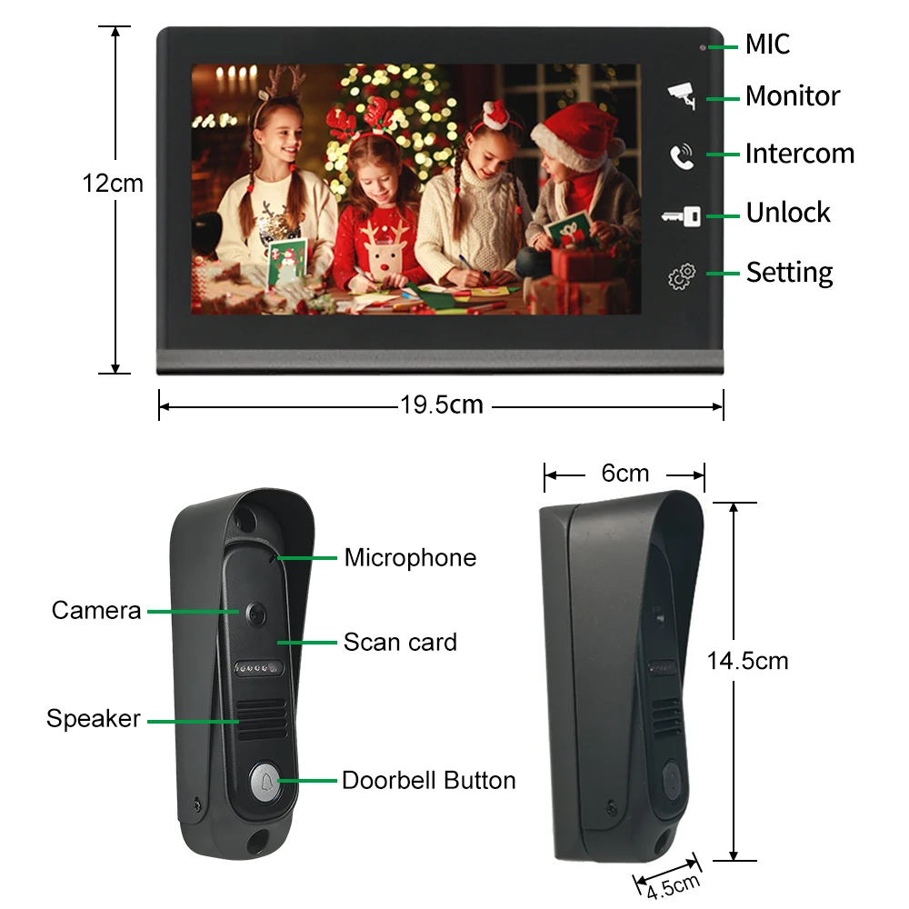 4 Wire Access Control Video Door Phone Intercom System RFID Unlock Apartment Video Intercom Doorbell